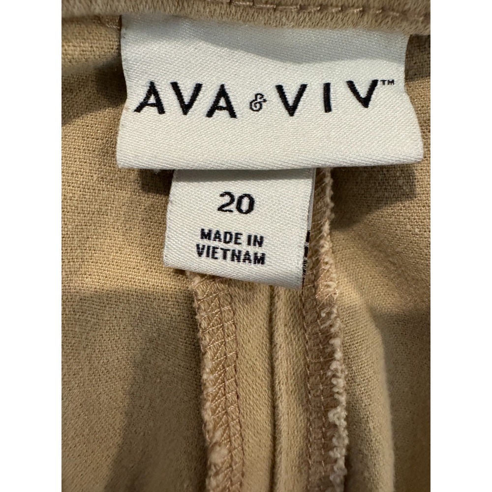 Ava & Viv Womens Plus 20 High Rise Wide Leg Cargo Pants Tan Belted Lyocell Blend - Picture 7 of 12